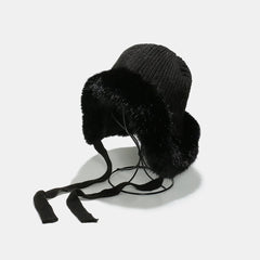 Thermal Tied Fuzzy Winter Hat - Trendsi