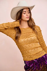 BiBi Ruffles Detail Mardi Gras Color Flower Lace Top - Trendsi - Flyclothing LLC