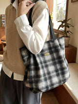 Plaid Pattern Casual Tote Bag - Trendsi - Flyclothing LLC