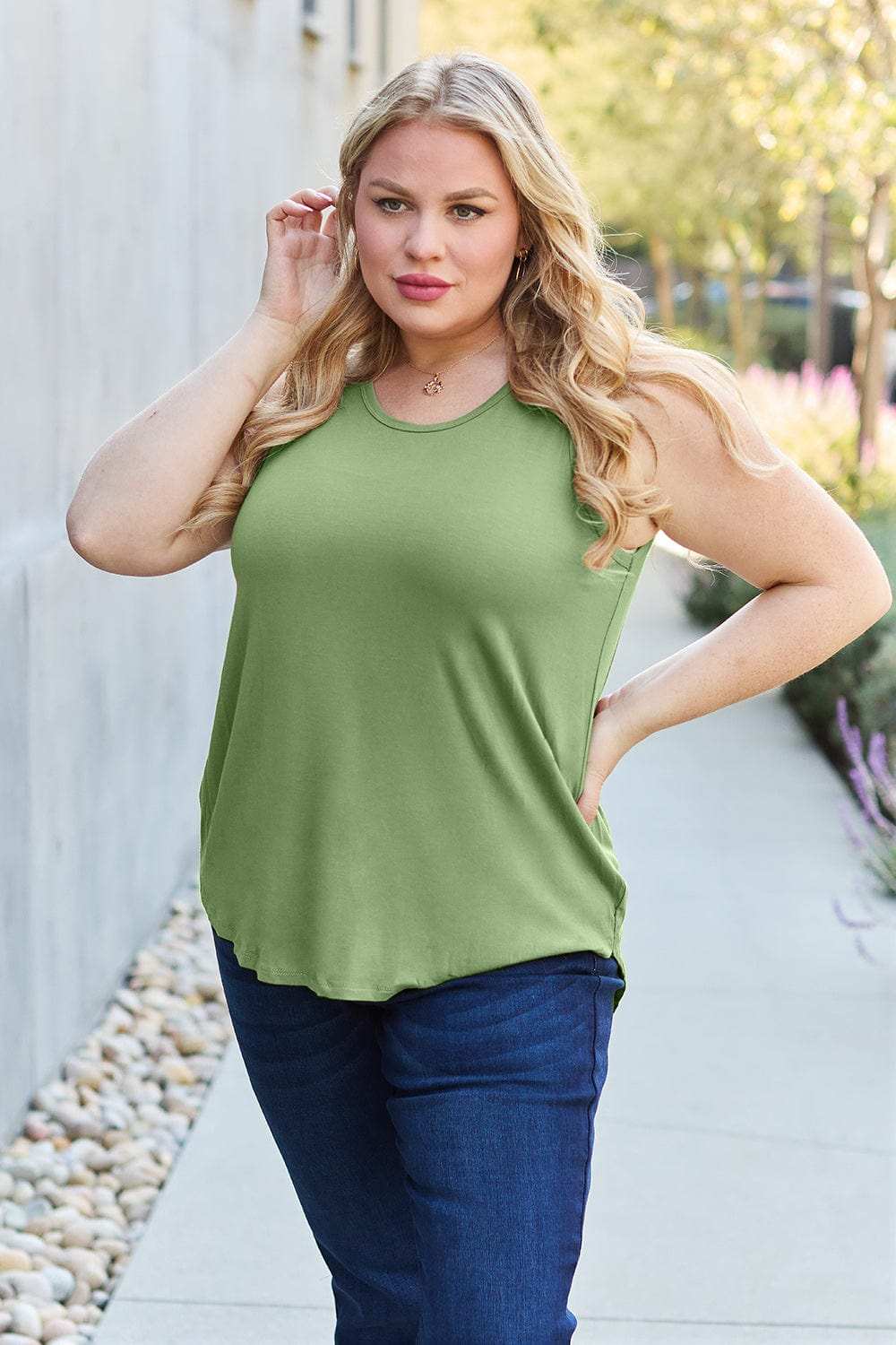Basic Bae Bamboo Full Size Round Neck Tank - Trendsi - Flyclothing LLC