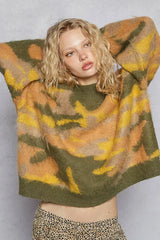 POL Mock Neck Abstract Colorblock Pattern Sweater - Trendsi - Flyclothing LLC