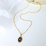 Gold-Plated Titanium Steel Oval Shape Pendant Necklace - Trendsi - Flyclothing LLC