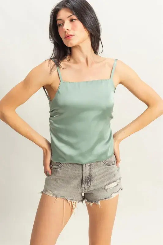 HYFVE Satin Back Tie Detail Cami - Trendsi - Flyclothing LLC