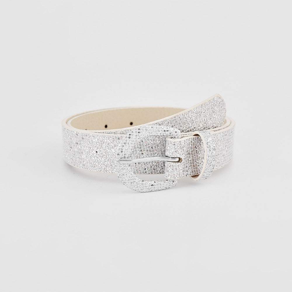 Sequin PU Leather Belt - Trendsi - Flyclothing LLC