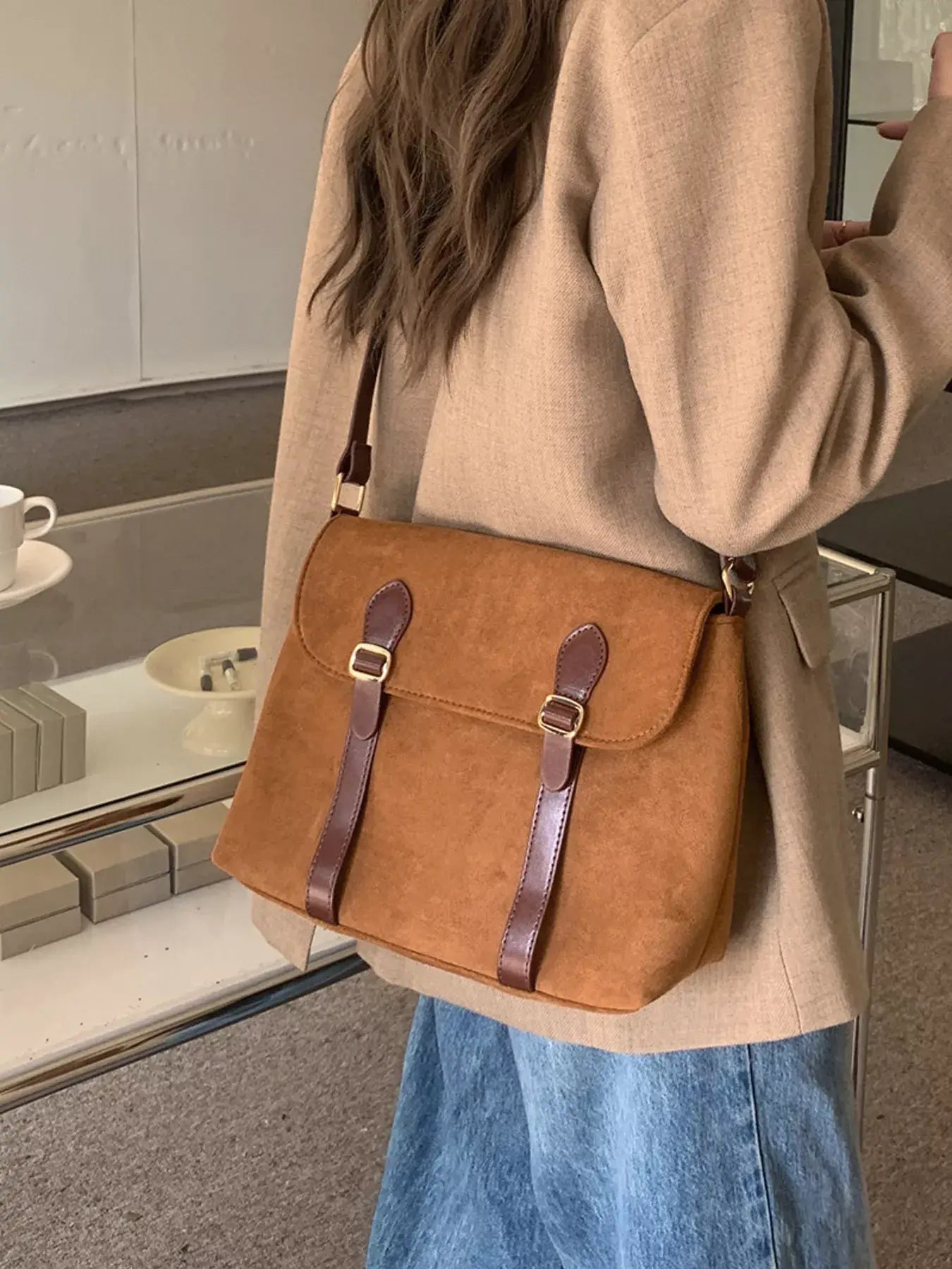 Adjustable Strap Buckle Crossbody Bag - Trendsi - Flyclothing LLC