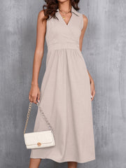 Ruched Sleeveless Midi Dress - Trendsi