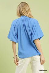 Umgee Embroidered Boho Puff Sleeve Blouse - Trendsi - Flyclothing LLC