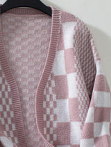 Double Take Checkered Open Front Dropped Shoulder Cardigan - Trendsi - Flyclothing LLC