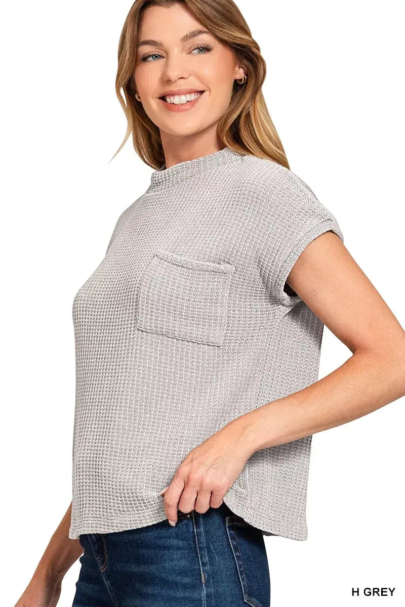 Zenana Chenille Waffle Short Sleeve Sweater - Trendsi - Flyclothing LLC