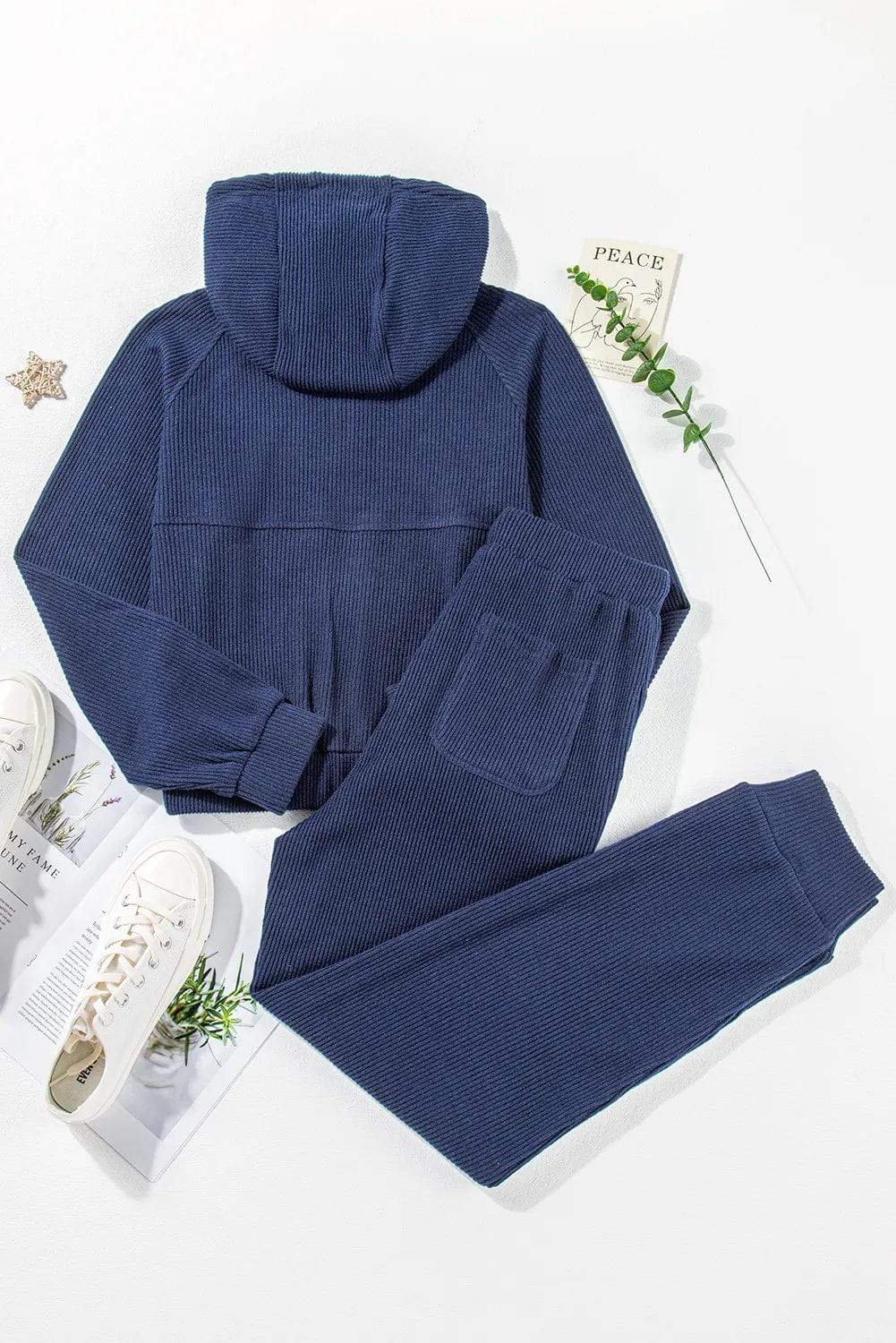 Drawstring Half Zip Hoodie and Joggers Active Set - Trendsi - Flyclothing LLC