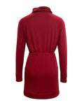Drawstring Turtleneck Long Sleeve Mini Dress - Trendsi