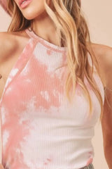 Aemi + Co Ribbed Tie-Dye Round Neck Tank - Trendsi - Flyclothing LLC