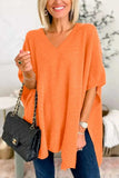Slit V-Neck Half Sleeve Knit Top - Trendsi - Flyclothing LLC