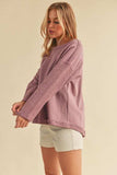 Aemi + Co Frayed Edge Round Neck Sweatshirt - Trendsi - Flyclothing LLC