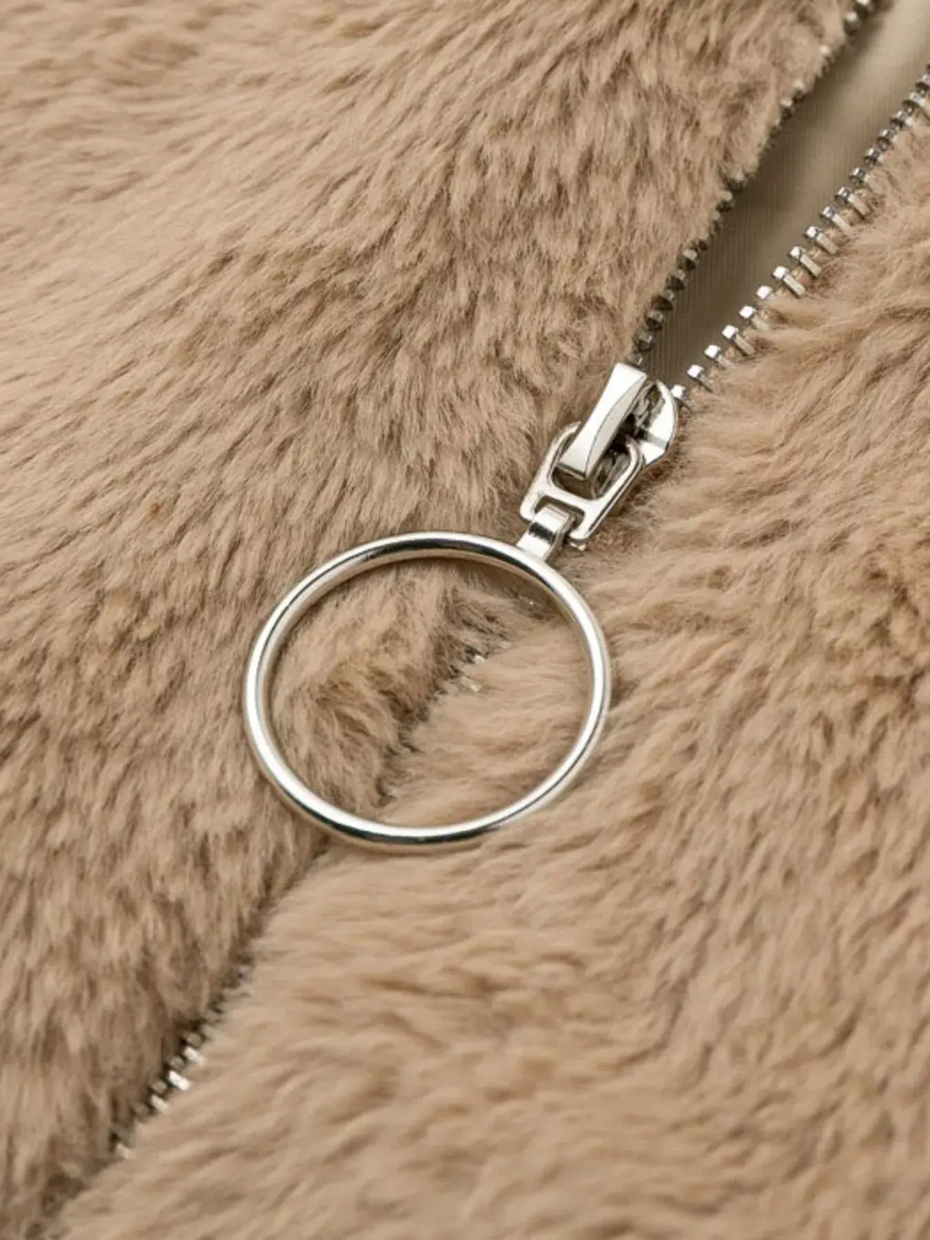 Full Size Faux Fur Cropped Zip-Up Jacket Plus Size - Trendsi - Flyclothing LLC