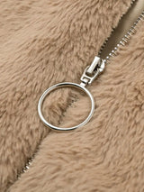 Full Size Faux Fur Cropped Zip-Up Jacket Plus Size - Trendsi - Flyclothing LLC