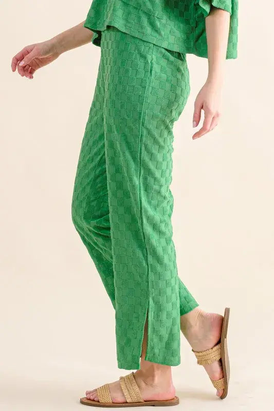 And The Why Brushed Texture Checker Board Pattern Casual Pants - Trendsi - Flyclothing LLC