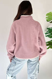 Half Snap Long Sleeve Sweatshirt with Side Slit Pockets - Trendsi - Flyclothing LLC
