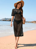 Slit Openwork Round Neck Cover-Up - Trendsi