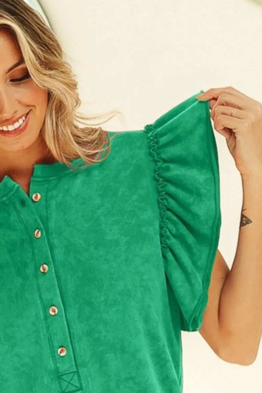 BiBi Mineral Washed Terry Top - Trendsi - Flyclothing LLC