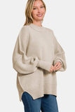 Zenana Side Sit Oversize Sweater - Trendsi - Flyclothing LLC
