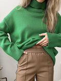 Turtleneck Drop Shoulder Long Sleeve Sweater - Trendsi - Flyclothing LLC