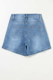 Rhinestone High Waist Denim Shorts - Trendsi - Flyclothing LLC