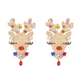 Christmas Reindeer Earrings with Colorful Rhinestones - Trendsi - Flyclothing LLC