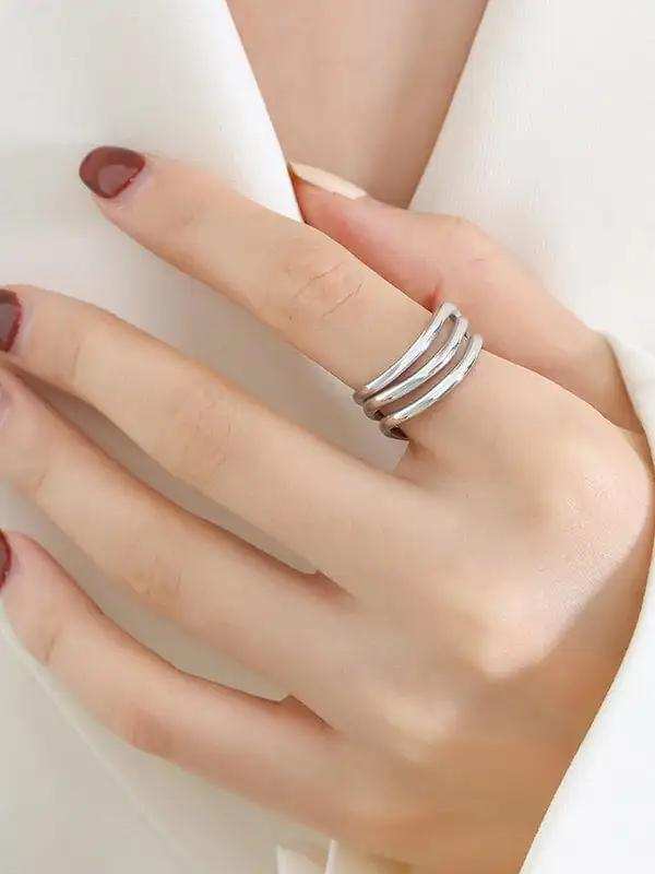 Titanium Steel Three-Layered Ring - Trendsi - Flyclothing LLC