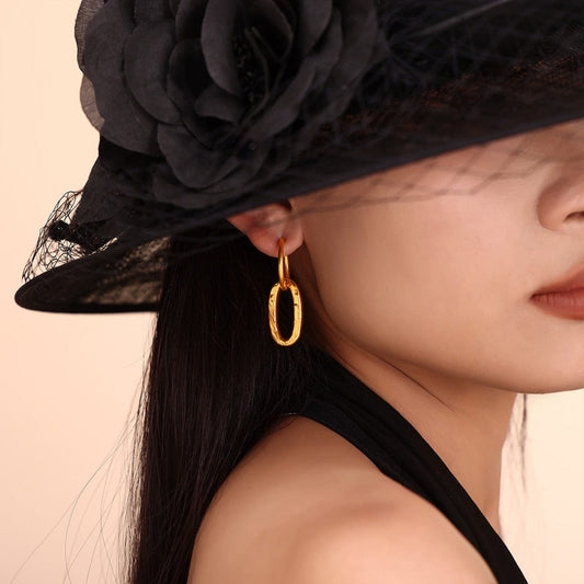 18K Gold-Plated Titanium Steel Annulus Earrings - Trendsi