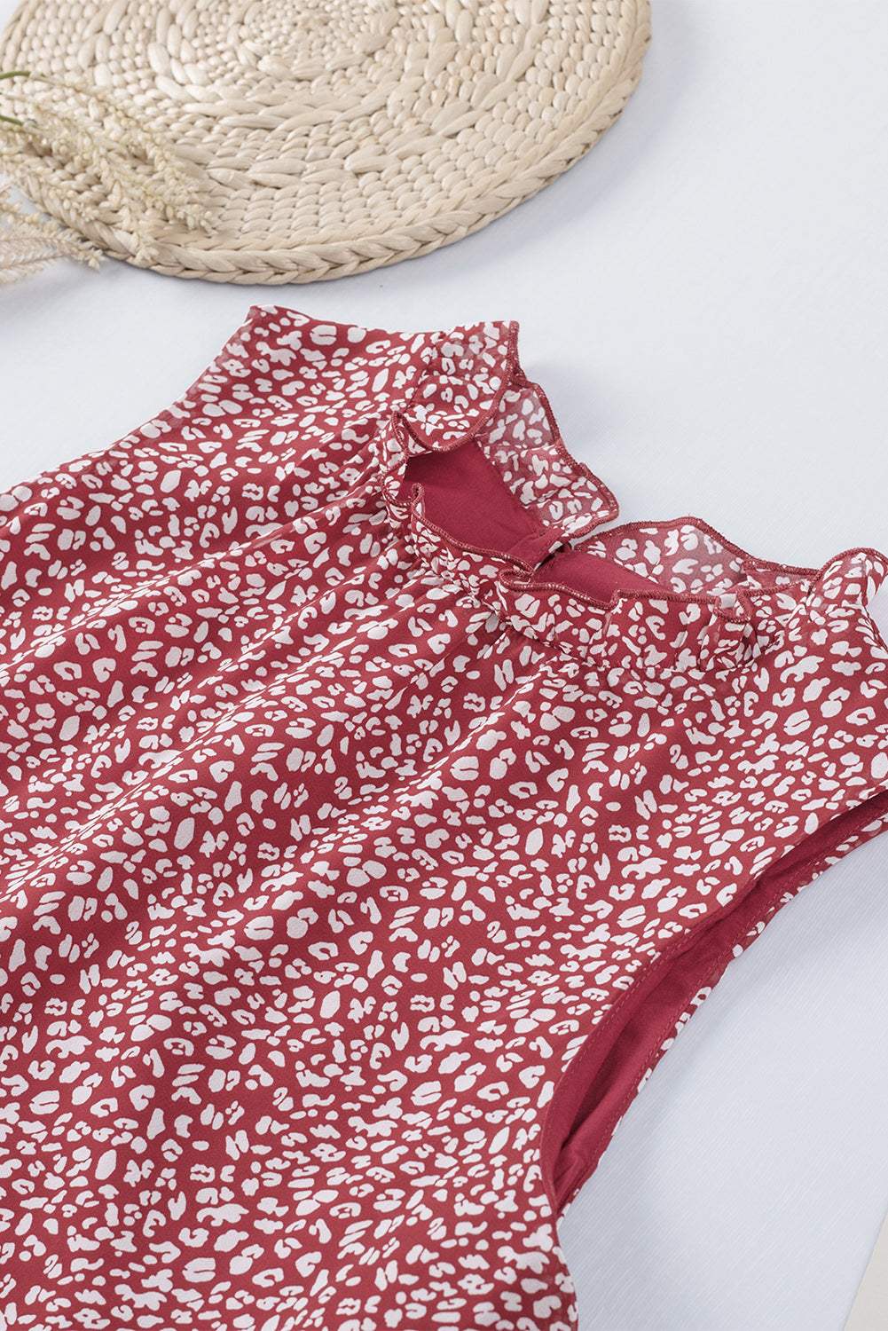 Frill Printed Round Neck Tank - Trendsi - Flyclothing LLC