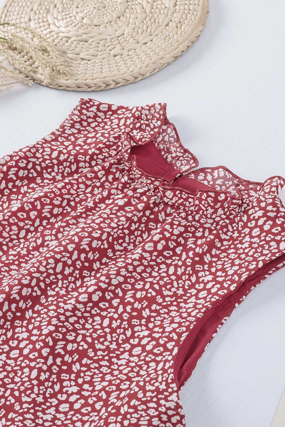 Frill Printed Round Neck Tank - Trendsi - Flyclothing LLC