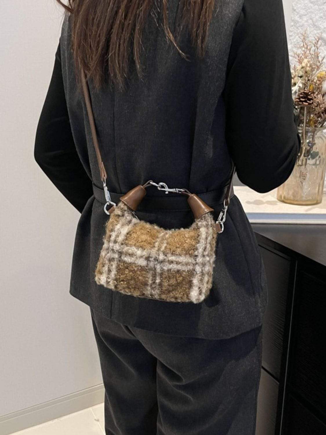 Fuzzy Polyester Mini Handbag with Zipper - Trendsi - Flyclothing LLC
