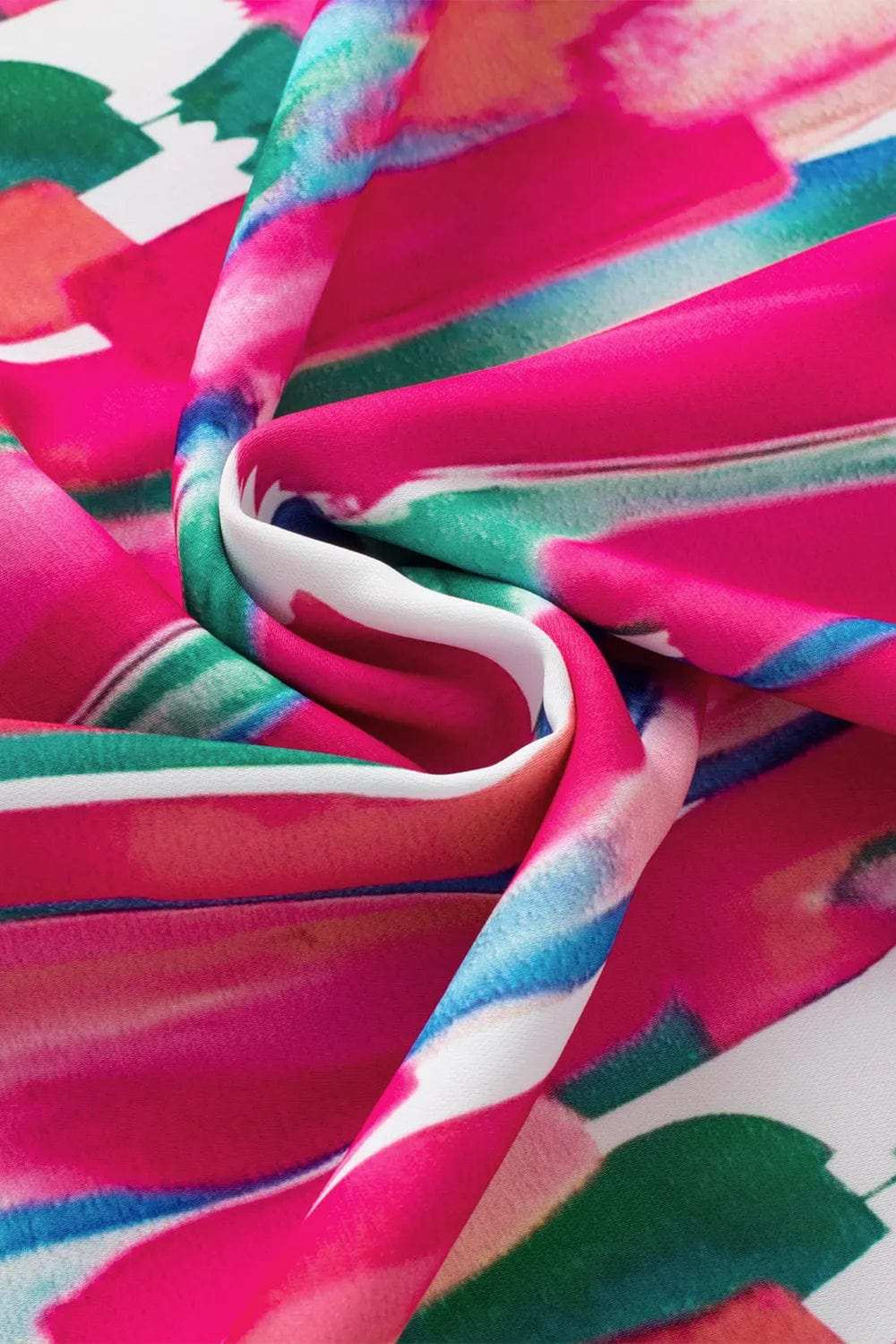 Ruffled Printed Notched Cap Sleeve Blouse - Trendsi - Flyclothing LLC