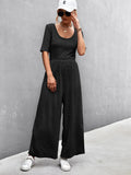 Scoop Neck Short Sleeve Jumpsuit - Trendsi