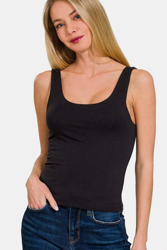 Zenana Double Layer Round Neck Tank - Trendsi - Flyclothing LLC