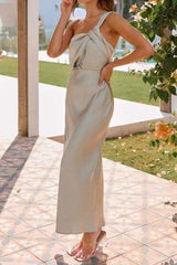Knotted Single Shoulder Maxi Dress - Trendsi - Flyclothing LLC
