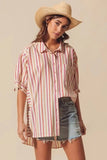 SO ME Multicolored Stripe Button Down Shirt - Trendsi