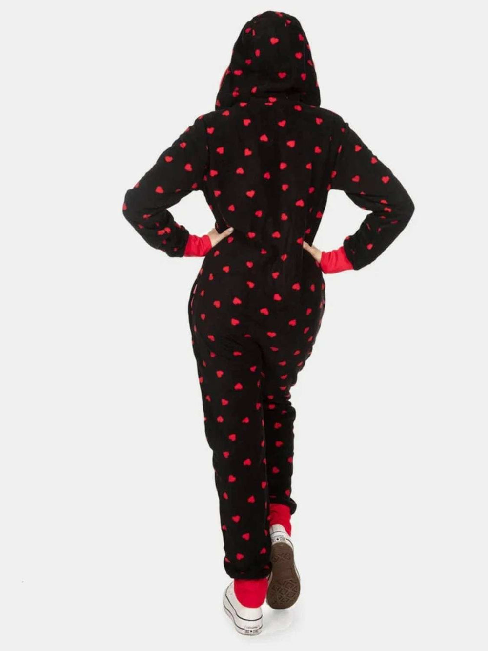 Printed Zip Up Long Sleeve Hooded Jumpsuit - Trendsi - Flyclothing LLC