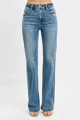 RISEN Full Size Distressed Detail Bootcut Jeans Plus Size - Trendsi - Flyclothing LLC