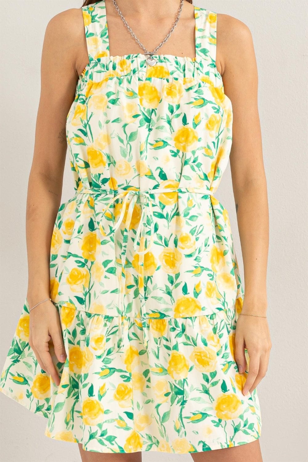 HYFVE Floral Tie Shoulder Mini Dress - Trendsi