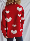 Heart Round Neck Dropped Shoulder Sweater - Trendsi - Flyclothing LLC