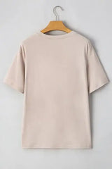 Contrast Checkered Baseball Graphic Round Neck Short Sleeve T-Shirt - Trendsi - Flyclothing LLC