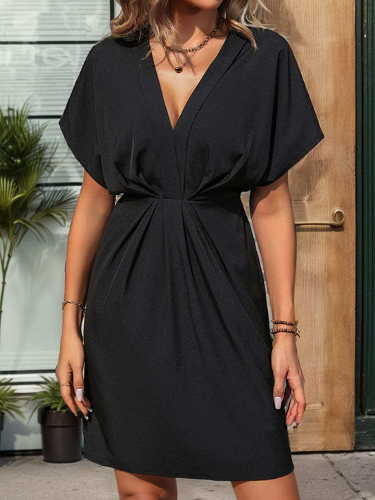 Ruched Short Sleeve Mini Dress - Trendsi - Flyclothing LLC