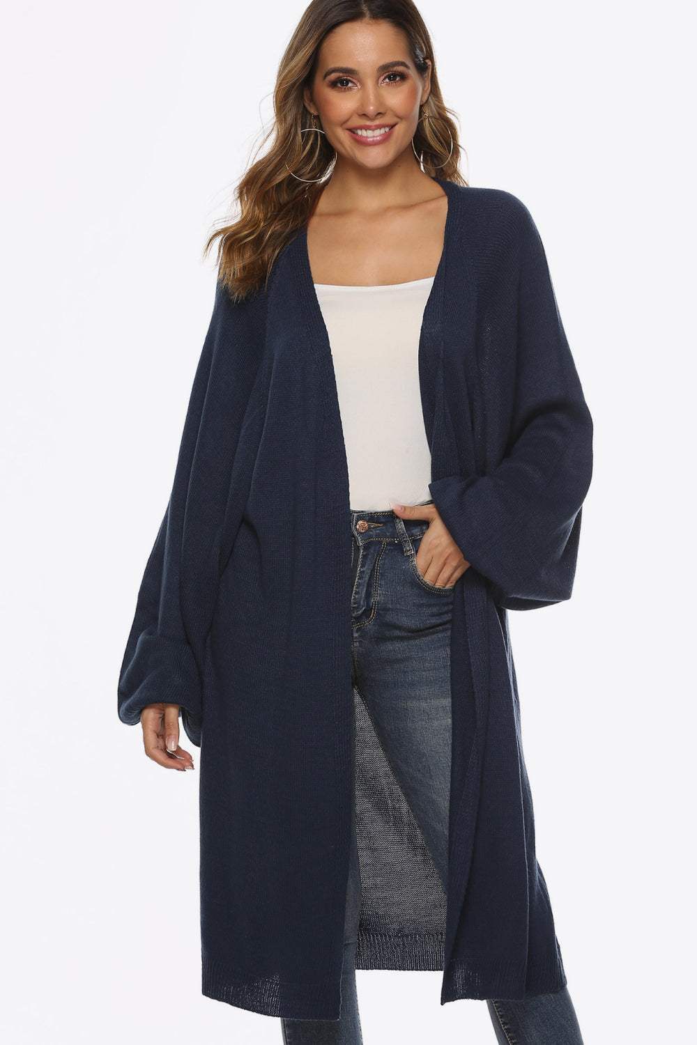 Long Sleeve Open Front Cardigan - Trendsi - Flyclothing LLC