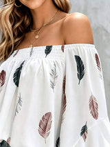 Printed Off Shoulder Blouse - Trendsi - Flyclothing LLC