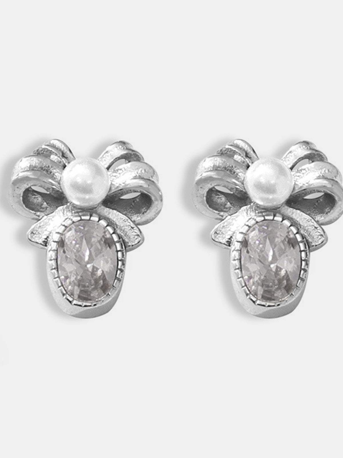 Titanium Steel Bow Stud Earrings - Trendsi - Flyclothing LLC