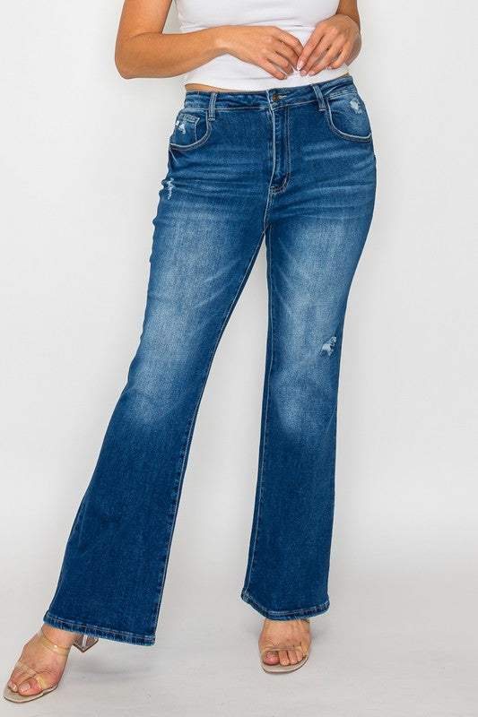 bytos Full Size High Rise Bootcut Jeans with Pockets - Trendsi - Flyclothing LLC