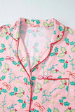 Printed Collared Neck Long Sleeve Top and Pants Lounge Set - Trendsi - Flyclothing LLC