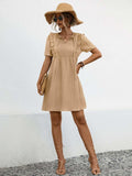 Tie Neck Short Sleeve Mini Dress - Trendsi - Flyclothing LLC